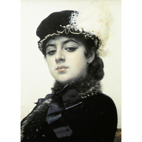 高級工芸画 ロシア画家 イワン・クラムスコイ忘れえぬ女額装 美人