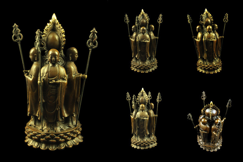 大興】AM362 銅製 四面地蔵菩薩 供奉 仏像 仏教美術 約1036g