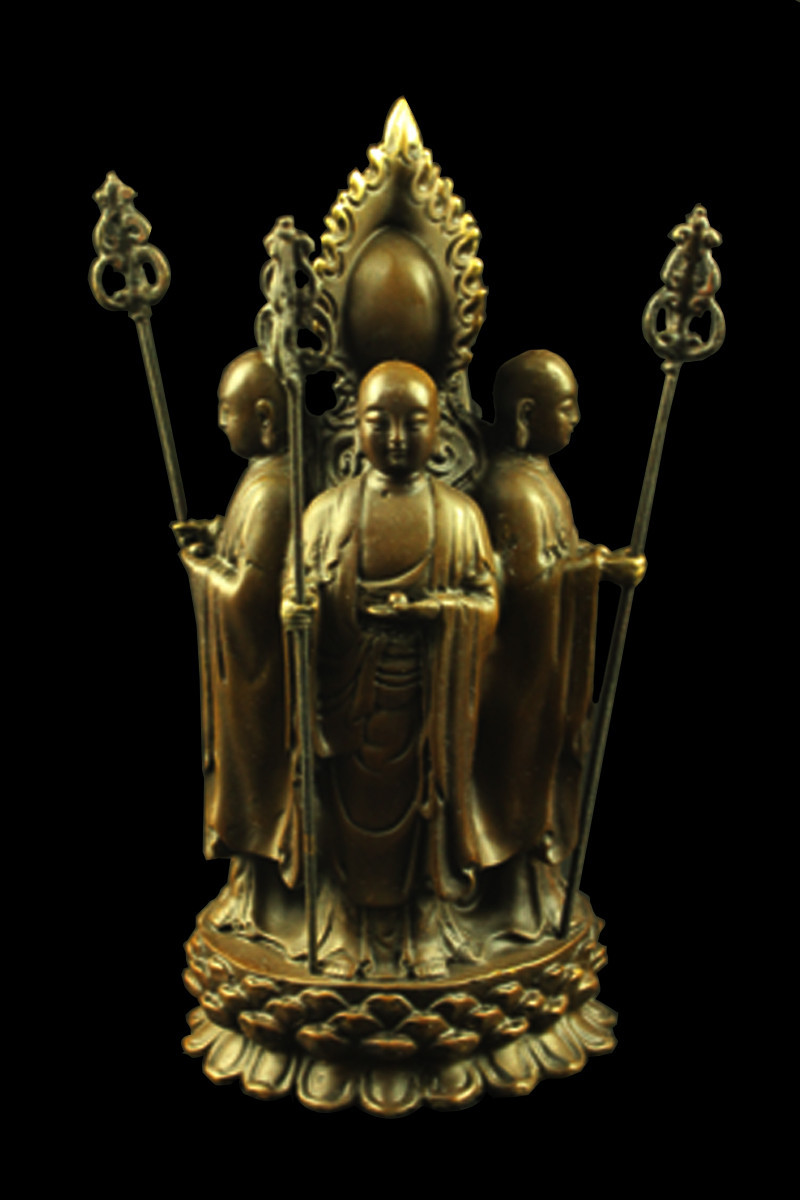 大興】AM362 銅製 四面地蔵菩薩 供奉 仏像 仏教美術 約1036g