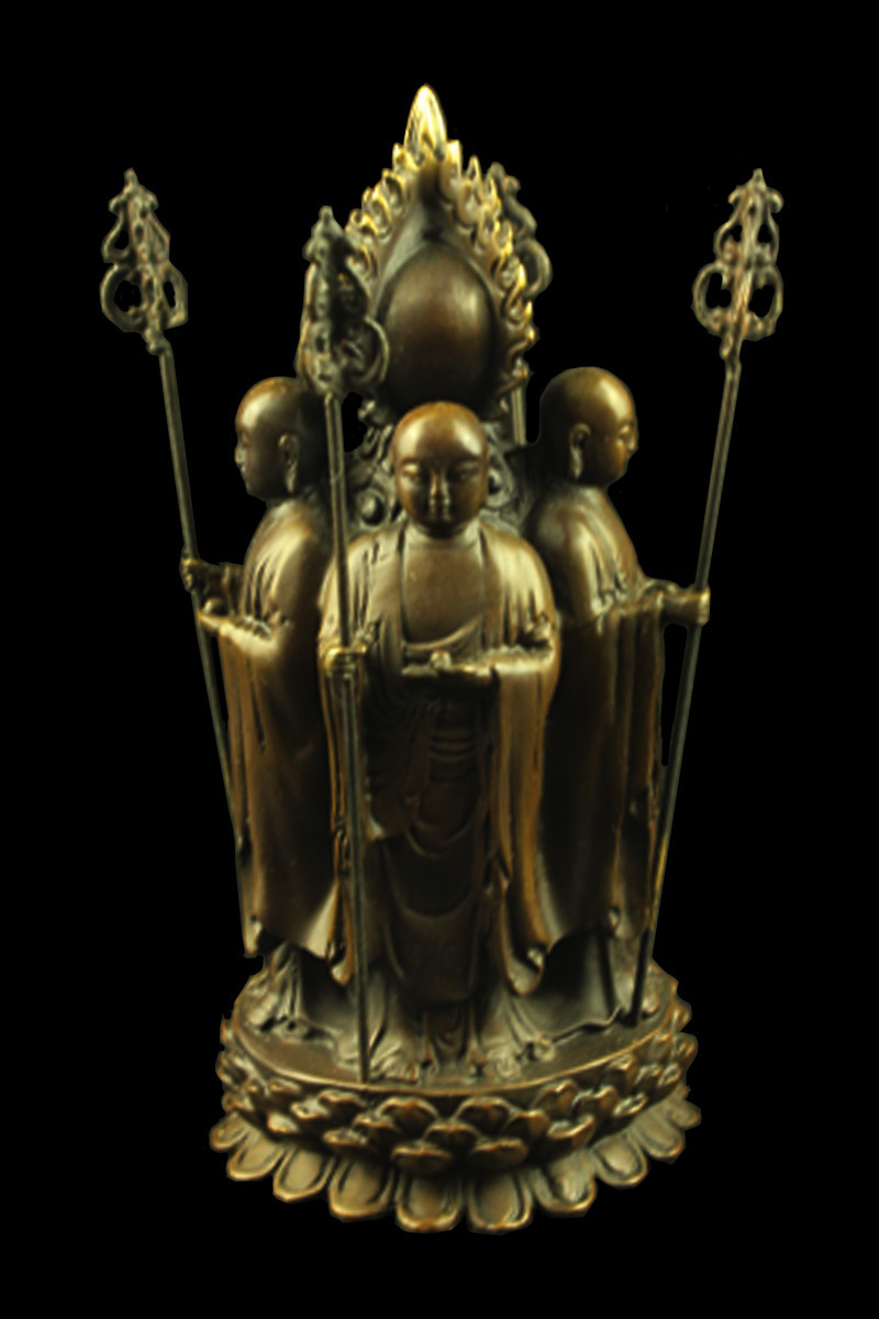 大興】AM362 銅製 四面地蔵菩薩 供奉 仏像 仏教美術 約1036g
