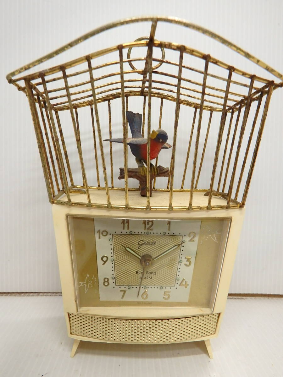 GOLDBUHL? アナログ目覚まし時計 バードソング 鳥カゴ時計 レトロ