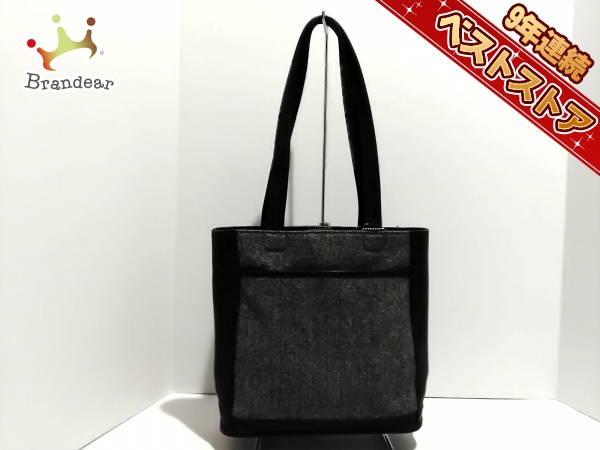 コーチ COACH バッグ トートバッグ ウール×レザー ライトグレー×黒 