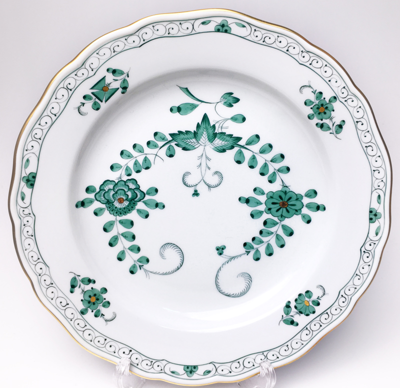 マイセン　大皿　2枚セット マイセン Meissen インドの華 枝付き グリーン ② プレート 大皿 25.2