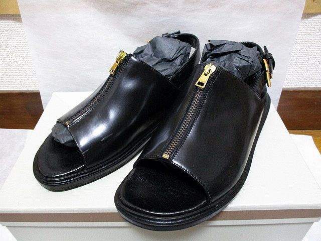 MARNI マルニ フロントジップ ストラップ レザーサンダル 37箱付