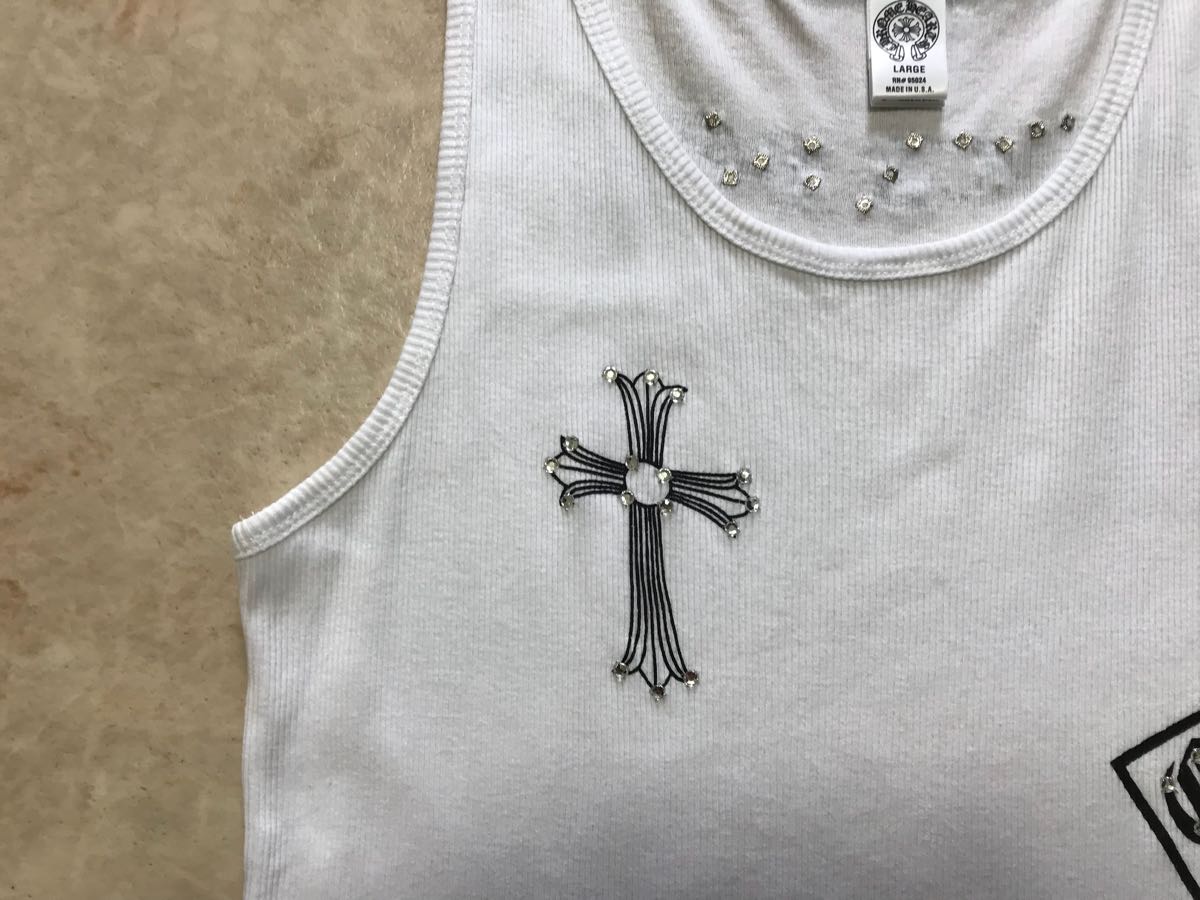 本物】CHROME HEARTS スワロフスキー ラインストーン ホワイト タンク 