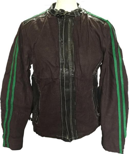  SCHOTT ショット クラシックレーサー シングルライダース M こげ茶 黒 緑ライン 夏用(ライダースジャケット)｜売買されたオークション情報、yahooの商品情報をアーカイブ公開 - オークファン 男性用