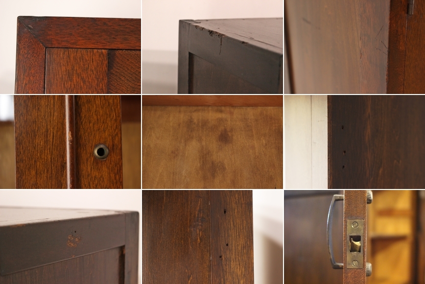 木製 飾り棚 ガラス扉 収納棚 英国アンティークのガラス扉付き本棚、オーク材のおしゃれなブック 中古 昭和 古家具 本棚 ブックシェルフ 食器棚 ガラス扉 収納 クラシカル 和モダン レトロ 無垢 戸棚 キャビネット/小道具