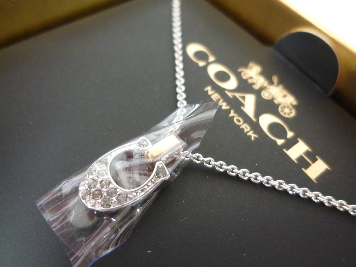 6809 新品 コーチ COACH ネックレス パヴェ シグネチャー シルバー 