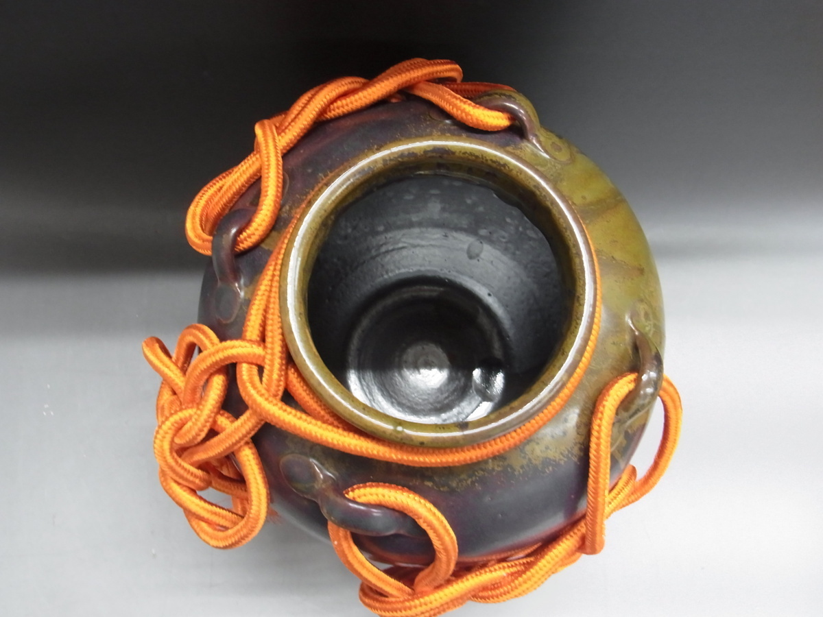 佳香】市野陶勝 丹波焼肩衝茶入 象牙蓋 共箱 仕覆 茶道具 本物保証