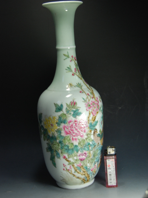 中国美術 色絵 花鳥模様 花瓶 高さ17.7cm DT402 中国美術 色絵 花鳥模様 花瓶 高さ17.7cm 中国 色絵 花鳥花瓶 DT402
