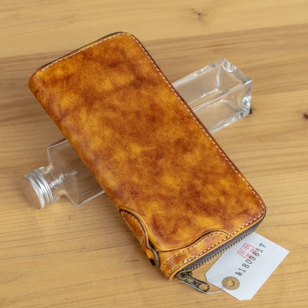【新作入荷，新品】 / 訳あり 良質グラデーションの店頭展示品 メンズ 革 本革 レザー 財布 長財布 ラウンドファスナー ハンドメイド(長財布（小銭入れあり）)｜売買されたオークション情報、yahooの商品情報を 長財布（小銭入れあり）