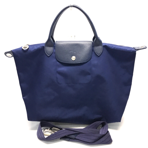 【定番人気，定番】 ロンシャン LONGCHAMP 2WAY トートバッグ ハンドバッグ ロゴ ナイロン レザー ネイビー系 付属品有り(ロンシャン)｜売買されたオークション情報、yahooの商品情報をアーカイブ公開 - オークファ ロンシャン