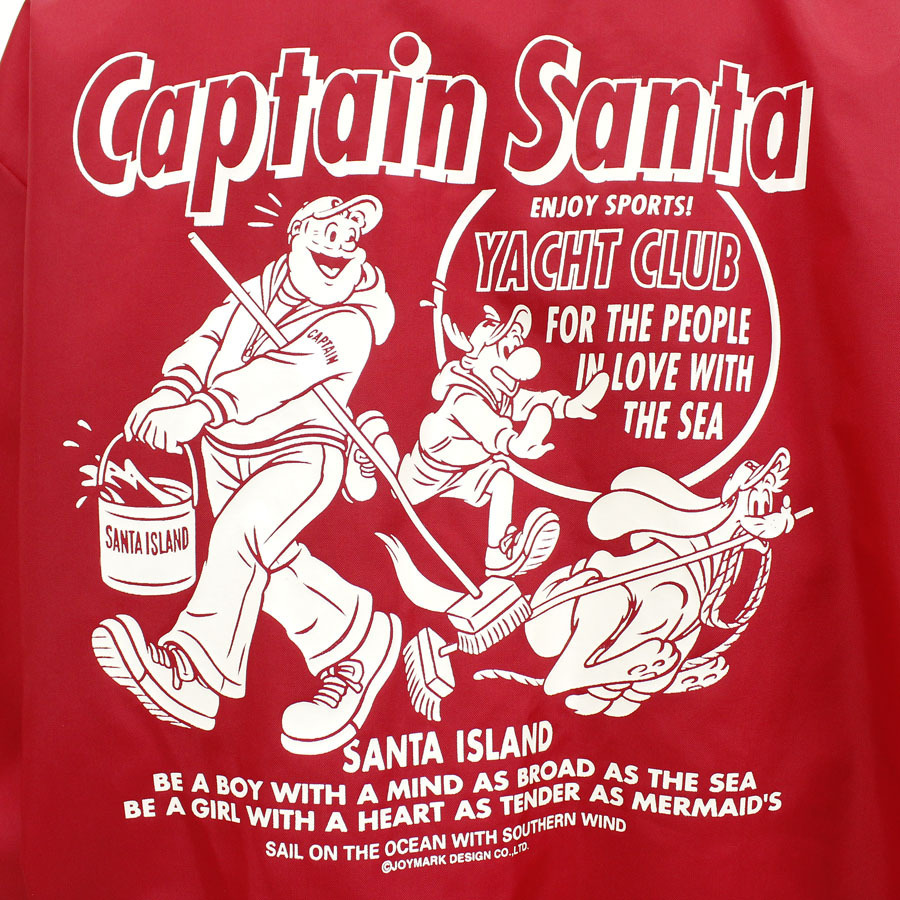 キャプテンサンタ CAPTAIN SANTA スウェット ベースボールプリント ダウンジャケット 美品 正規 CAPTAIN SANTA キャプテンサンタ ロゴデザイン ナイロン ハーフジップアップブルゾンレッド JMD