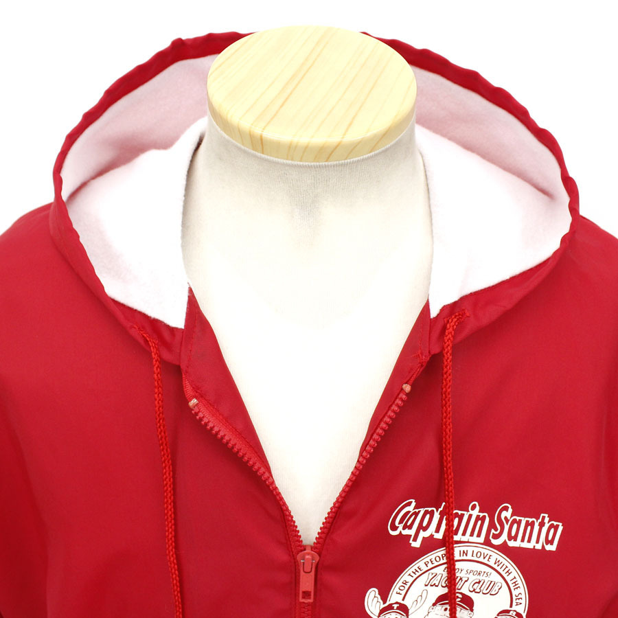 キャプテンサンタ CAPTAIN SANTA スウェット ベースボールプリント ダウンジャケット 美品 正規 CAPTAIN SANTA キャプテンサンタ ロゴデザイン ナイロン ハーフジップアップブルゾンレッド JMD