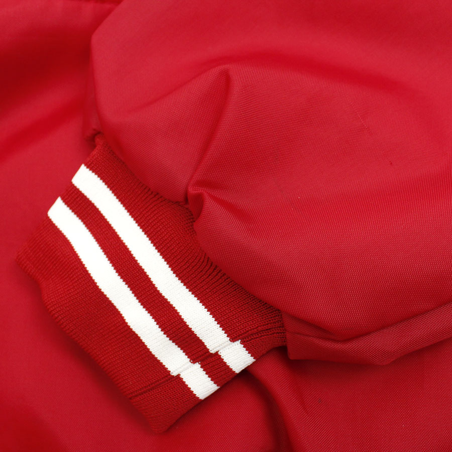 キャプテンサンタ CAPTAIN SANTA スウェット ベースボールプリント ダウンジャケット 美品 正規 CAPTAIN SANTA キャプテンサンタ ロゴデザイン ナイロン ハーフジップアップブルゾンレッド JMD