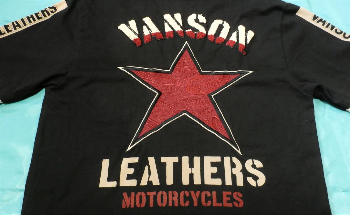送料200円新品(M)定価7，992円【バンソン フェイクレイヤード半袖Tシャツ】nvst-801 ブラック色 バイカー アメカジ