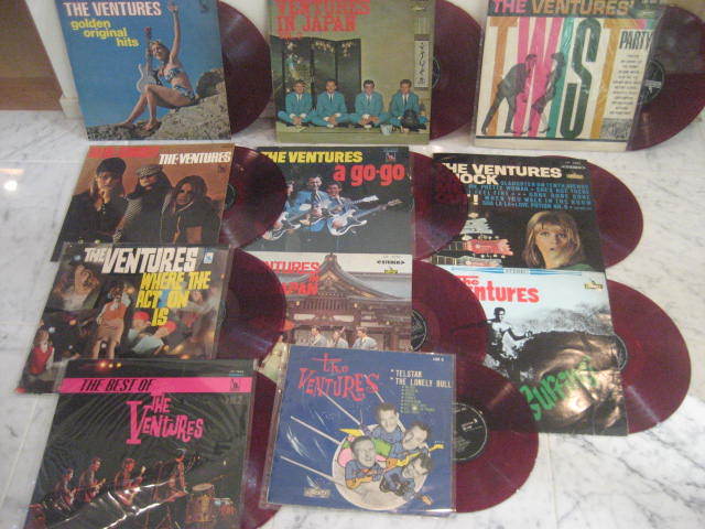 レコードまとめて/ベンチャーズ帯付、赤盤あり LP20枚位 ジャンク品