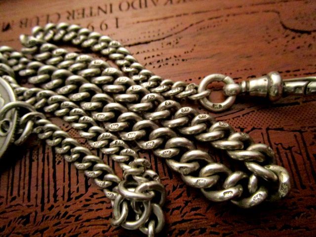 英国アンティーク アルバート チェーン シルバー コインフォブ 懐中