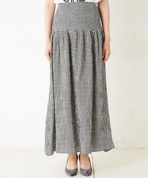 今季 試着のみ ウィムガゼット チェックギャザー マキシスカート  
