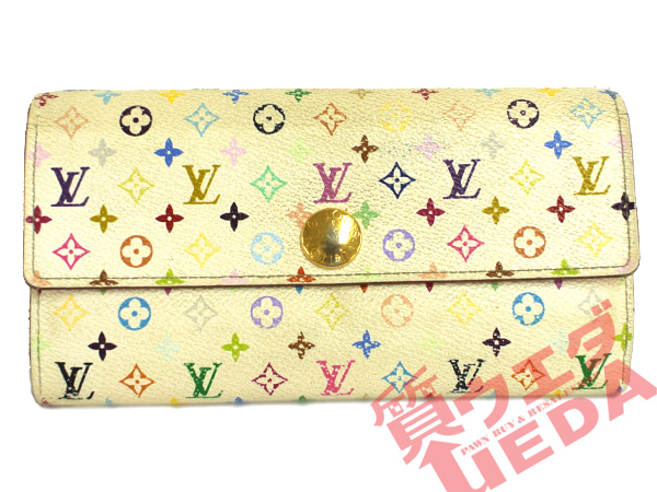 【セール，本物保証】 ルイヴィトン ポルトフォイユサラブロン リッチ マルチカラー M93744 モノグラム レザー ホワイト ピンク レディース 二つ折り長財布(マルチカラーライン)｜売買されたオークション情報、yaho 服飾小物