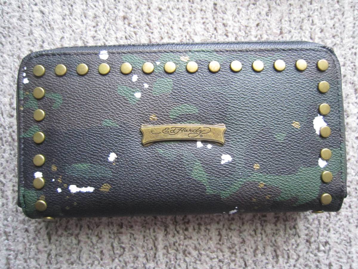 即決 新品 Ed Hardy エドハーディー 迷彩 カモフラ ロング 長財布 