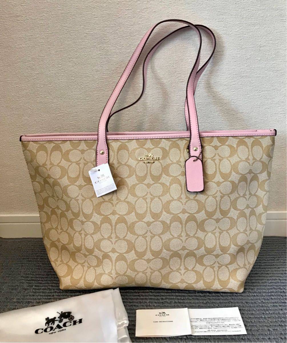 コーチ 新品 シグネチャー さくらピンクトートバッグ コーチ 