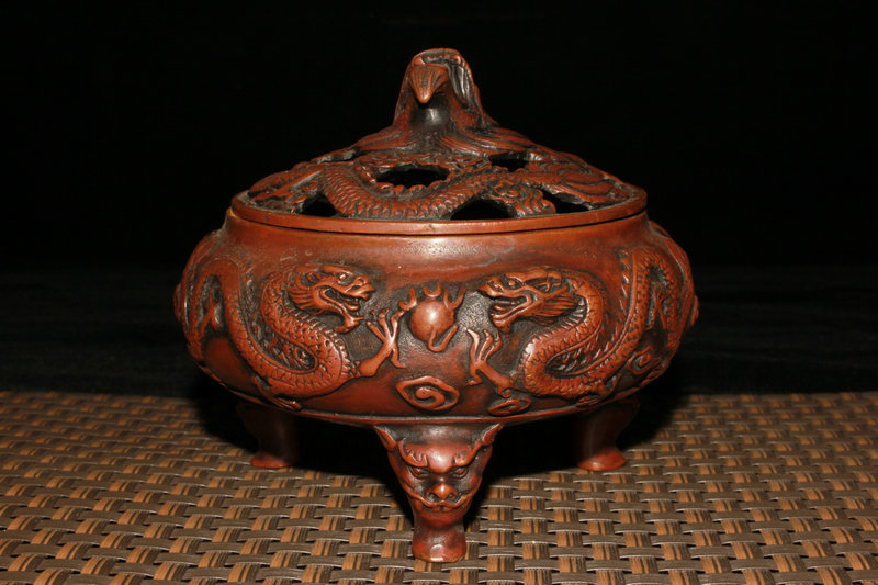極上珍品 銅製細工 龍香炉 薫香炉 文房置物 賞物 古仏具 館蔵品 香炉
