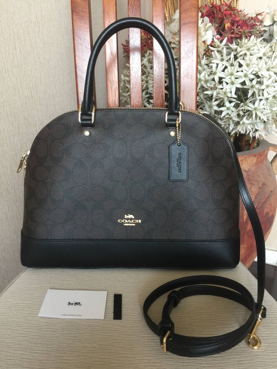 【新作，本物保証】 COACH コーチ 超最新作 5月下旬 正規店様購入コーチ アウトレット ハンドバッグ レディース ダークブラウン F27584 100％本物保証(ビニール製)｜売買されたオークション情報、yahooの商品情報を ビニール製
