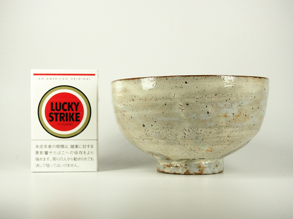 小川哲男 粉引茶碗 広山窯 茶道具茶碗在銘 共箱 ss1226 小川哲男