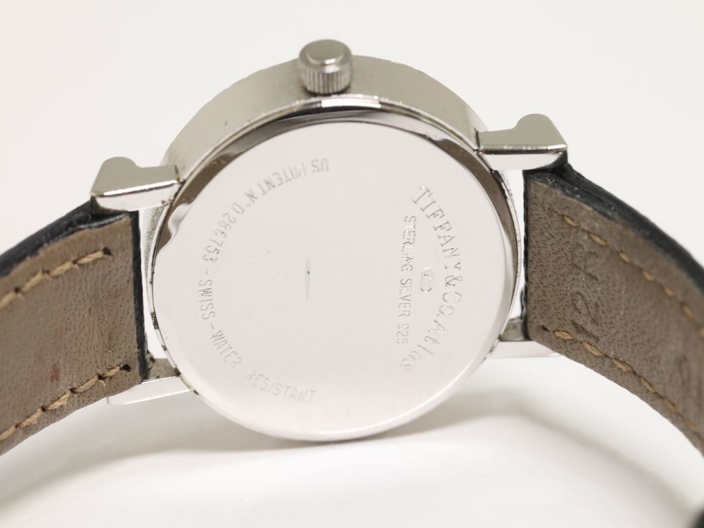 可動品【ティファニー　SV925刻印有】アトラス　L0640　スイス製　ラウンド 　ローマ数字　革ベルト　QZ　レディース腕時計　ヒ274