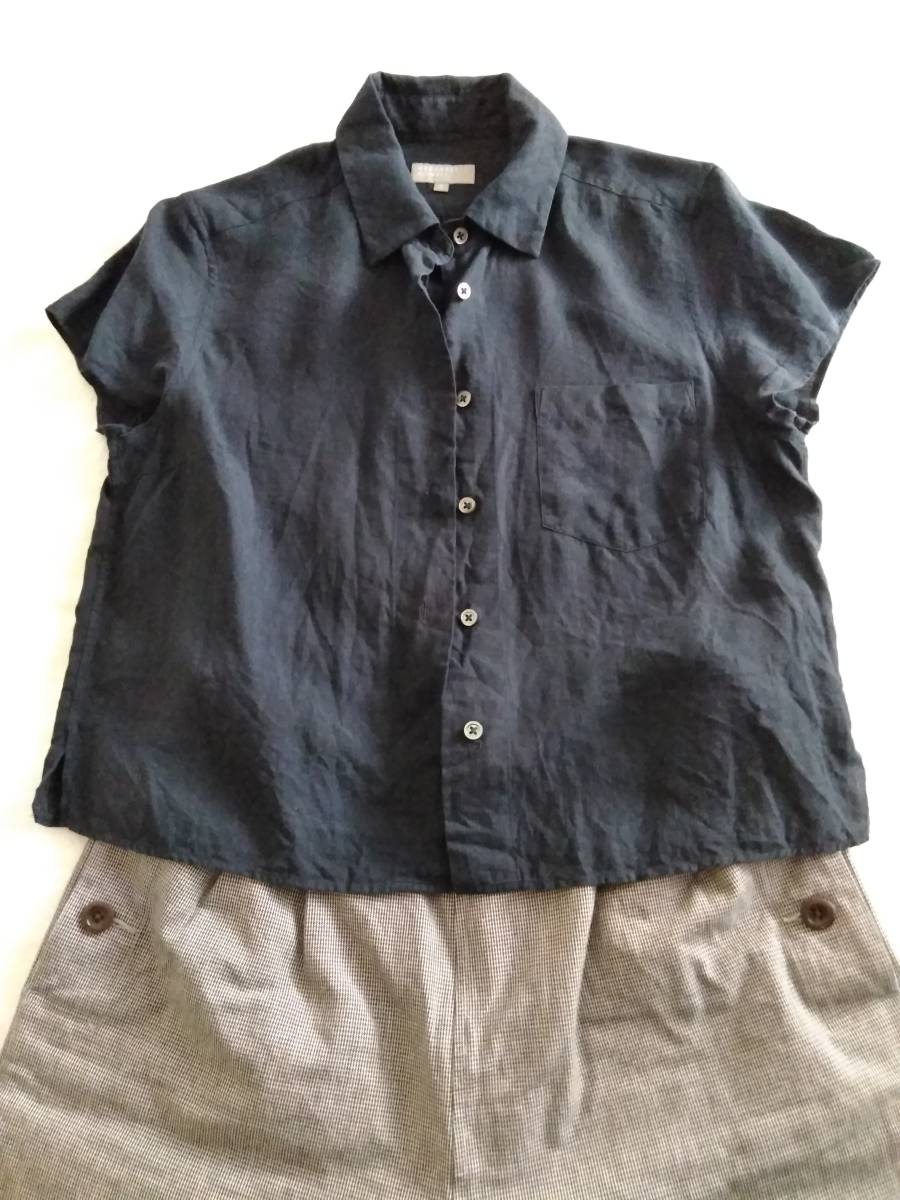 MARGARET HOWELL三万円☆黒リネン半袖シャツⅡ麻マーガレットハウエル
