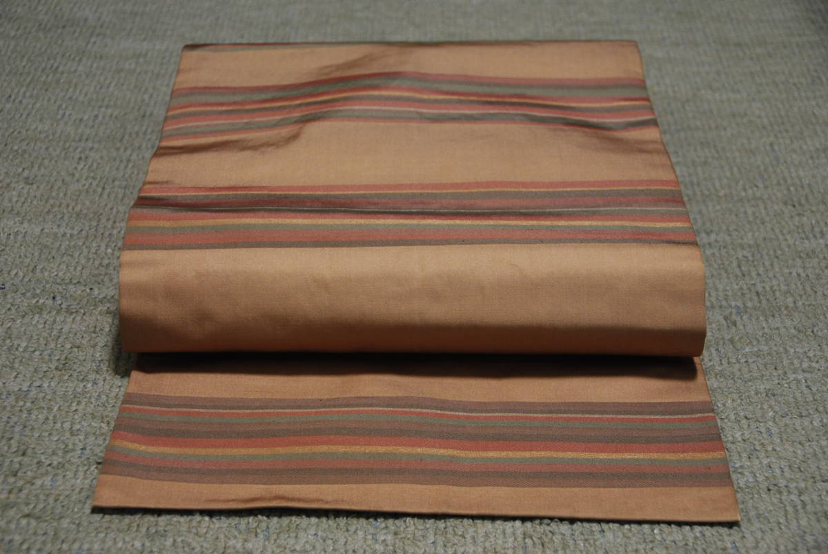 定番，人気SALE 新春セール 30％値引きします 264 正絹/薄茶の地に横縞模様が上品ななごや帯 名古屋帯(仕立て上がり)｜売買されたオークション情報、yahooの商品情報をアーカイブ公開 - オークファン 仕立て上がり