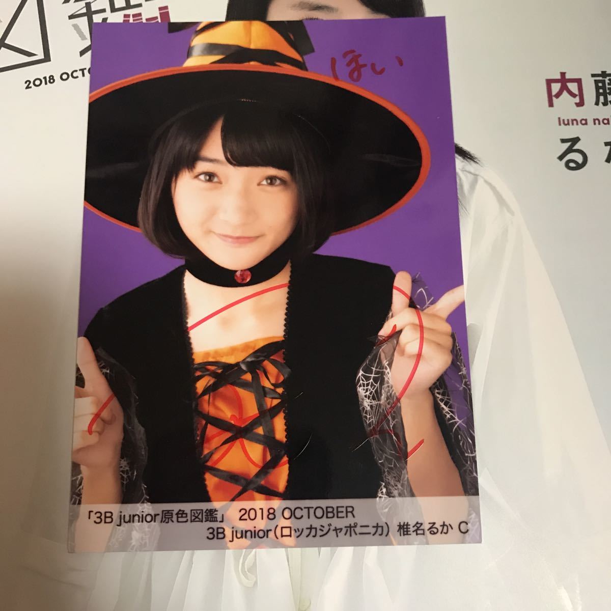 3B junior 原色図鑑 生写真 0 小島はな 直筆サイン OCTOBER - 直筆 Y |