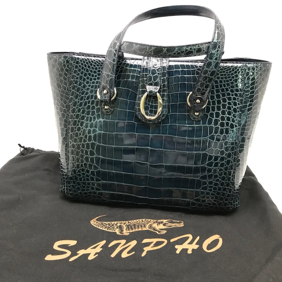 美品　クロコダイル　バッグ　レザー　JRAマーク付