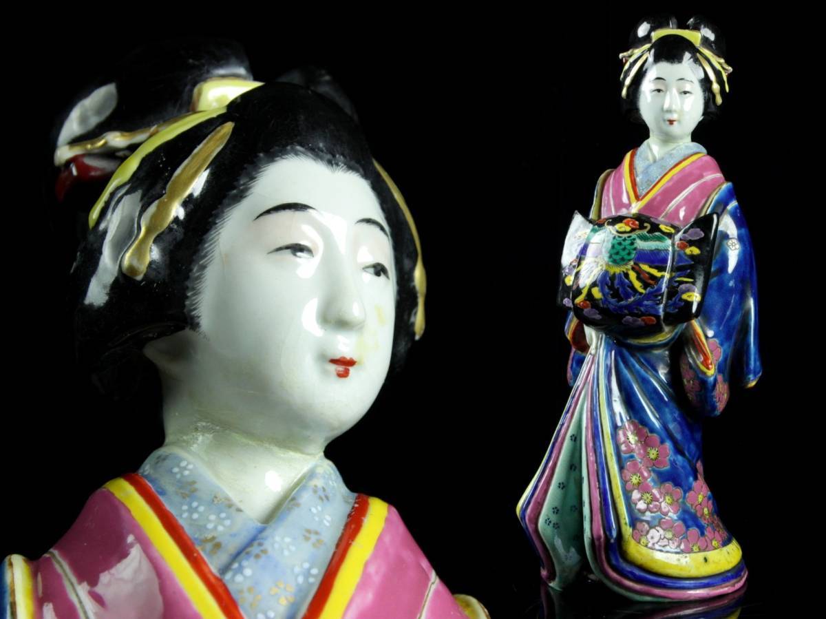 ◇澄◇ 元禄時代 古伊万里 金彩色絵人形 35cm 酒井田柿右衛門 細密細工