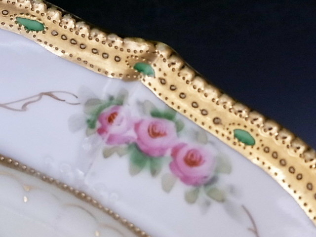 金彩 陶磁器に描かれる優美なバラ「オールドノリタケとバラ模様 薔薇文 オールドノリタケ 薔薇 1点限りオールドノリタケ M-NIPPON M-Nippon印 ローズ 小皿 花型 ティーセット／デザート ボウル | ブランド 飾り皿