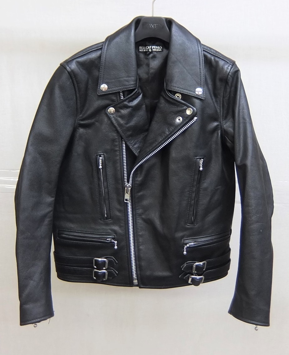HELL CAT PUNKS レディース レザーライダースジャケット 黒 M 牛革 