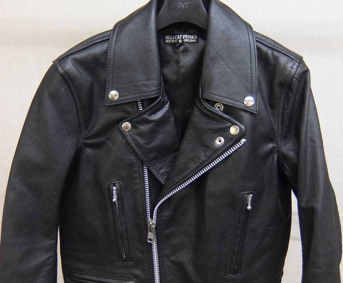 HELL CAT PUNKS レディース レザーライダースジャケット 黒 M 牛革 