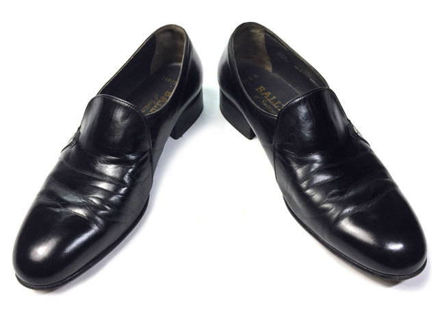 即決☆BALLY☆スイス製 26.5cm レザーローファー バリー 8.5 黒