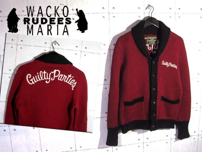 新作，本物保証 /WACKO MARIA ワコマリア/GUILTY PARTIES チェーン刺繍 ショールカラー ヘビーニット カーディガンM/バーガンディ 黒/メンズ/日本製(ジャケット、上着)｜売買されたオークション情報、yahooの商品情 ジャケット、上着