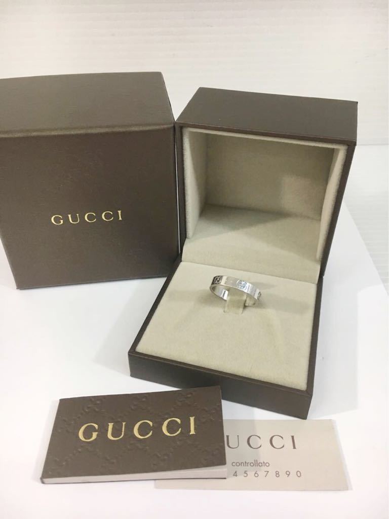 グッチ GUCCI アイコンリング K18 Au750 ホワイトゴールド 17号 4g 箱 