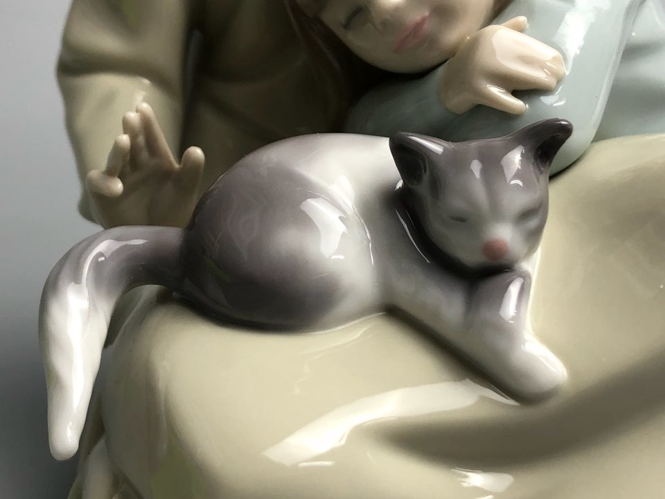K092712 絶版 LLADRO/リヤドロ 1534 「リトルシスター」 少女 猫 姉妹