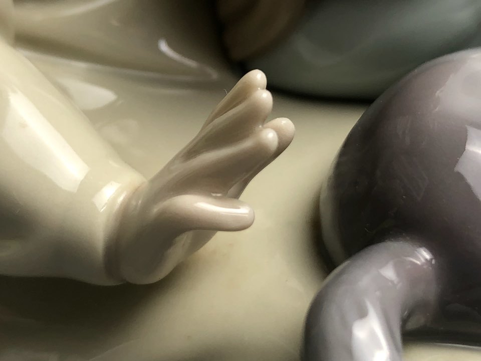 K092712 絶版 LLADRO/リヤドロ 1534 「リトルシスター」 少女 猫 姉妹