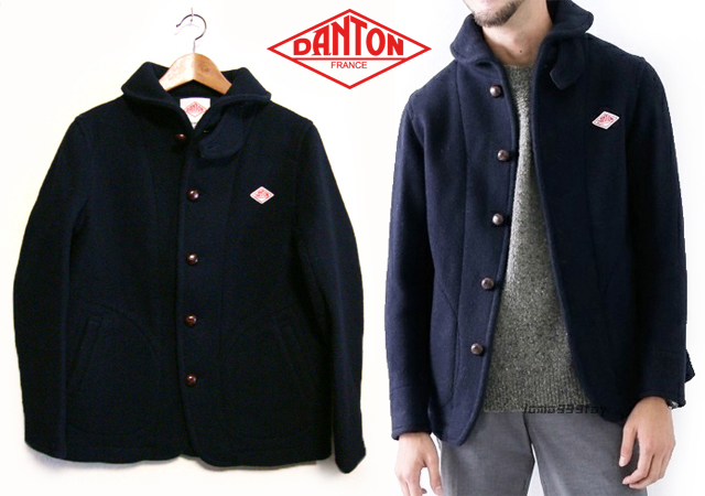 美品 DANTON ウールモッサコート ネイビー 38 定価2.5万 美品DANTONウール モッサ ジャケット38(S~M)ネイビー紺