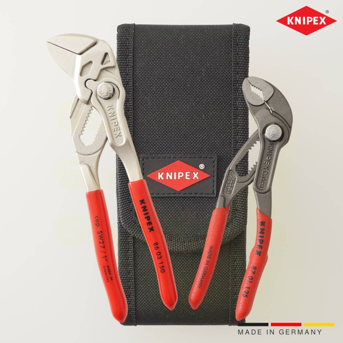 [アウトレット品]☆新品☆クニペックス(KNIPEX) 002072V01 ミニコブラ＋プライヤーレンチセット (専用ベルトポーチ入り)