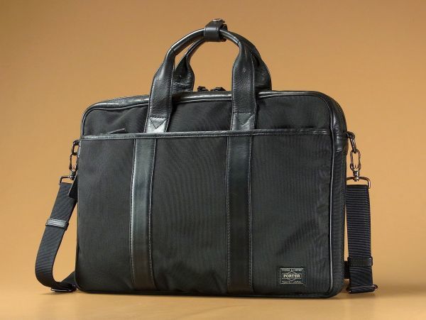 J1789*PORTER/ポーター*TAG/ターク*2wayブリーフケース*ビジネスバッグ*ショルダー付き*書類鞄*黒