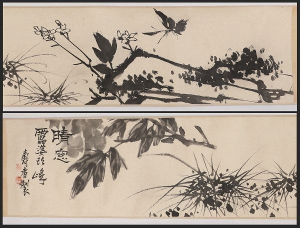 巻け物】大珍品「花鳥図 潘天壽 」中国近代画家 教育家 肉筆保證 唐物