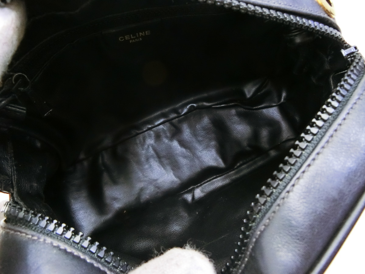 ◇N15325 CELINE セリーヌ ブラゾン ステッチ ロゴ レザー ショルダー 