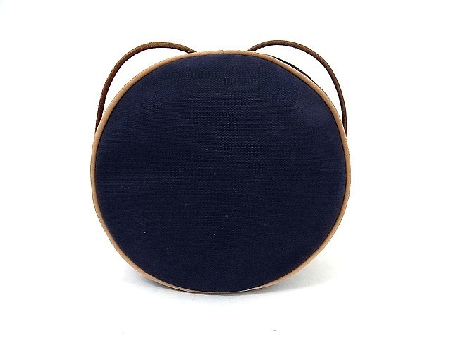 1円 HERMES エルメス ポロションミミル キャンバス 巾着型 ショルダーバッグ リュックサック レディース ネイビー U243YG