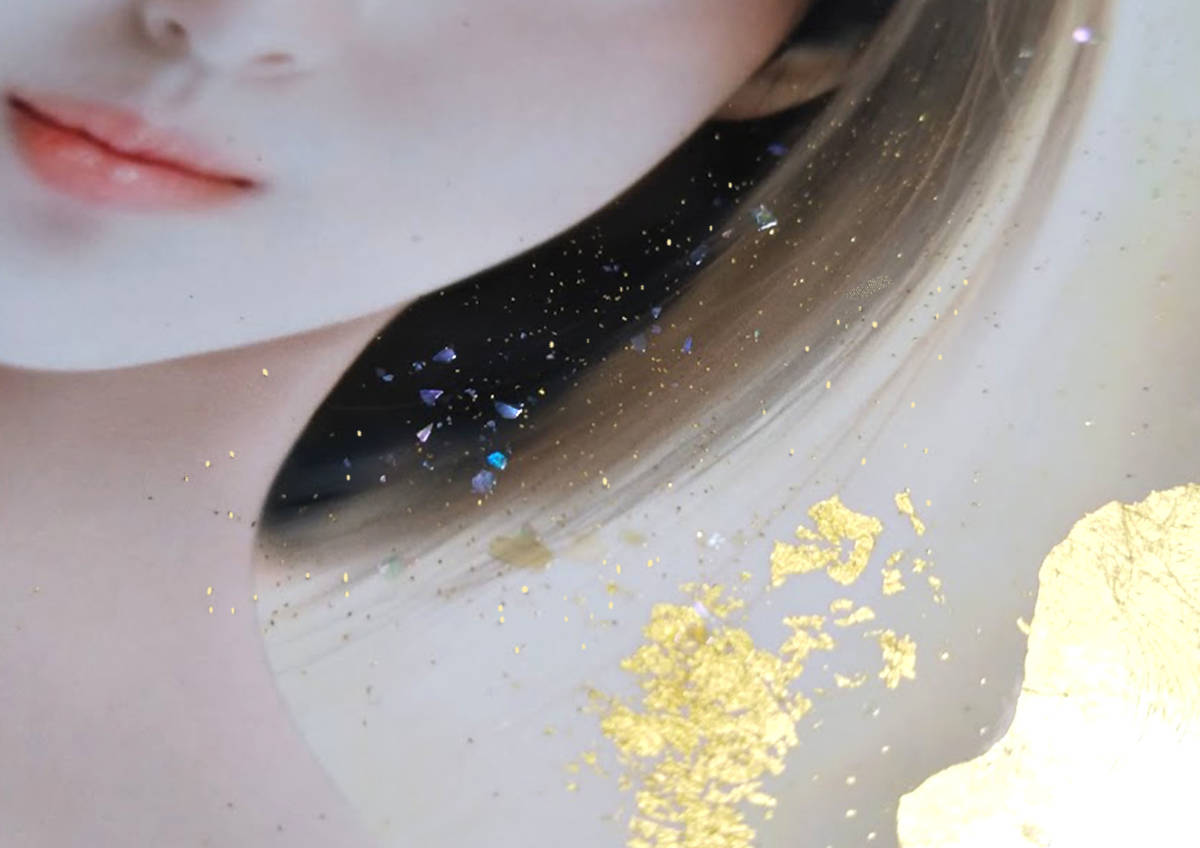 真作（ 月下に咲く）本物の純金を使用 限定希少価値作品 　 輪島塗伝統技法が施された逸品　Ato Fujihara 限定作品　